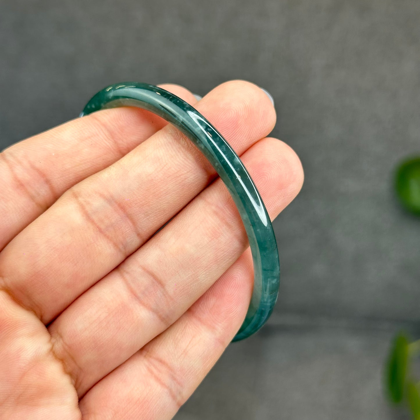 Natural Green Jadeite Jade Type A Bangle Chopstick Style Size 57.7 mm