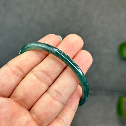 Natural Green Jadeite Jade Type A Bangle Chopstick Style Size 57.7 mm
