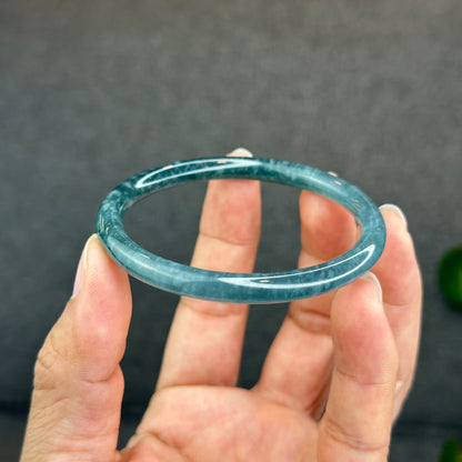 Natural Green Jadeite Jade Type A Bangle Chopstick Style Size 56.3 mm