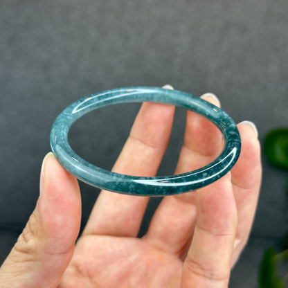 Natural Green Jadeite Jade Type A Bangle Chopstick Style Size 56.3 mm