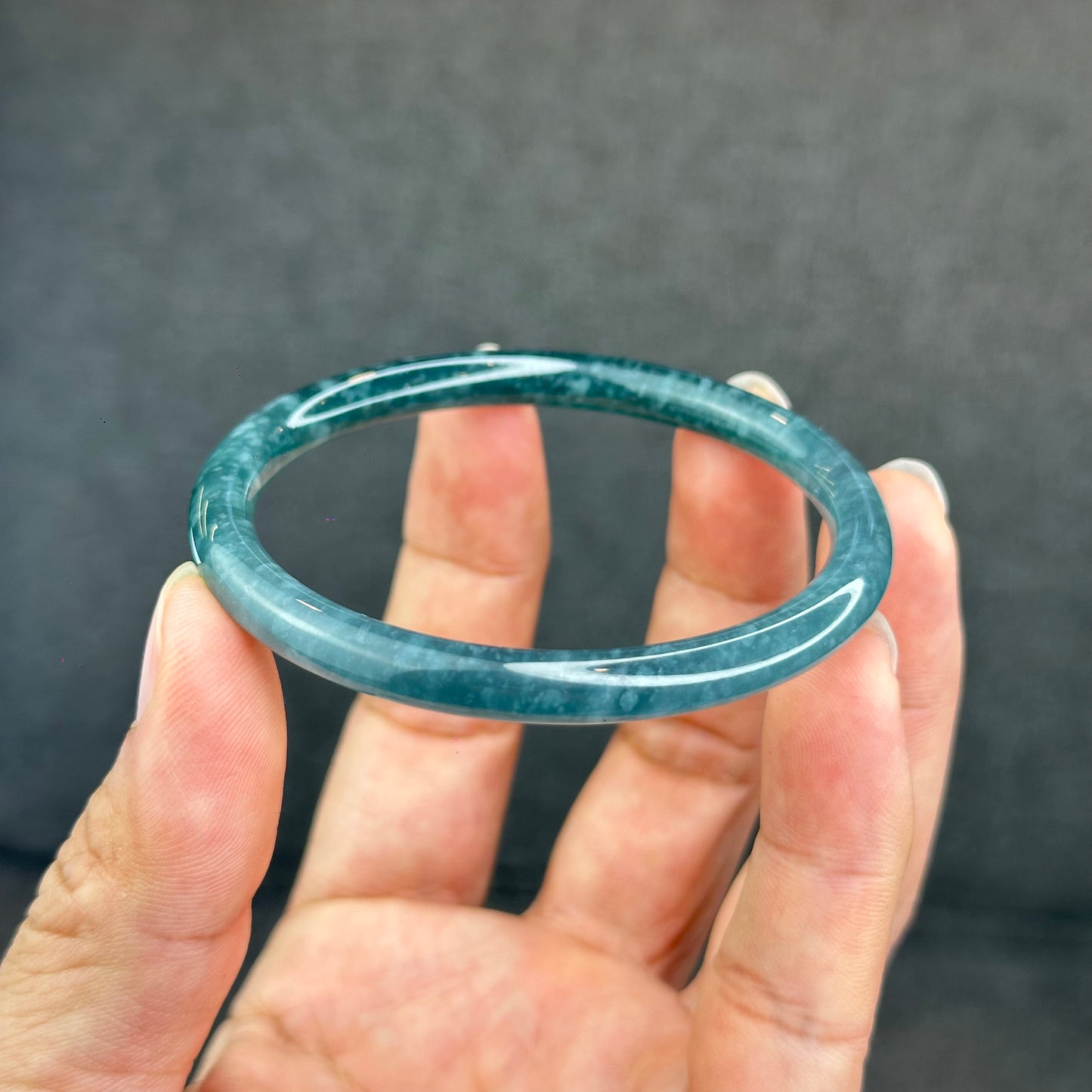 Natural Green Jadeite Jade Type A Bangle Chopstick Style Size 56.3 mm