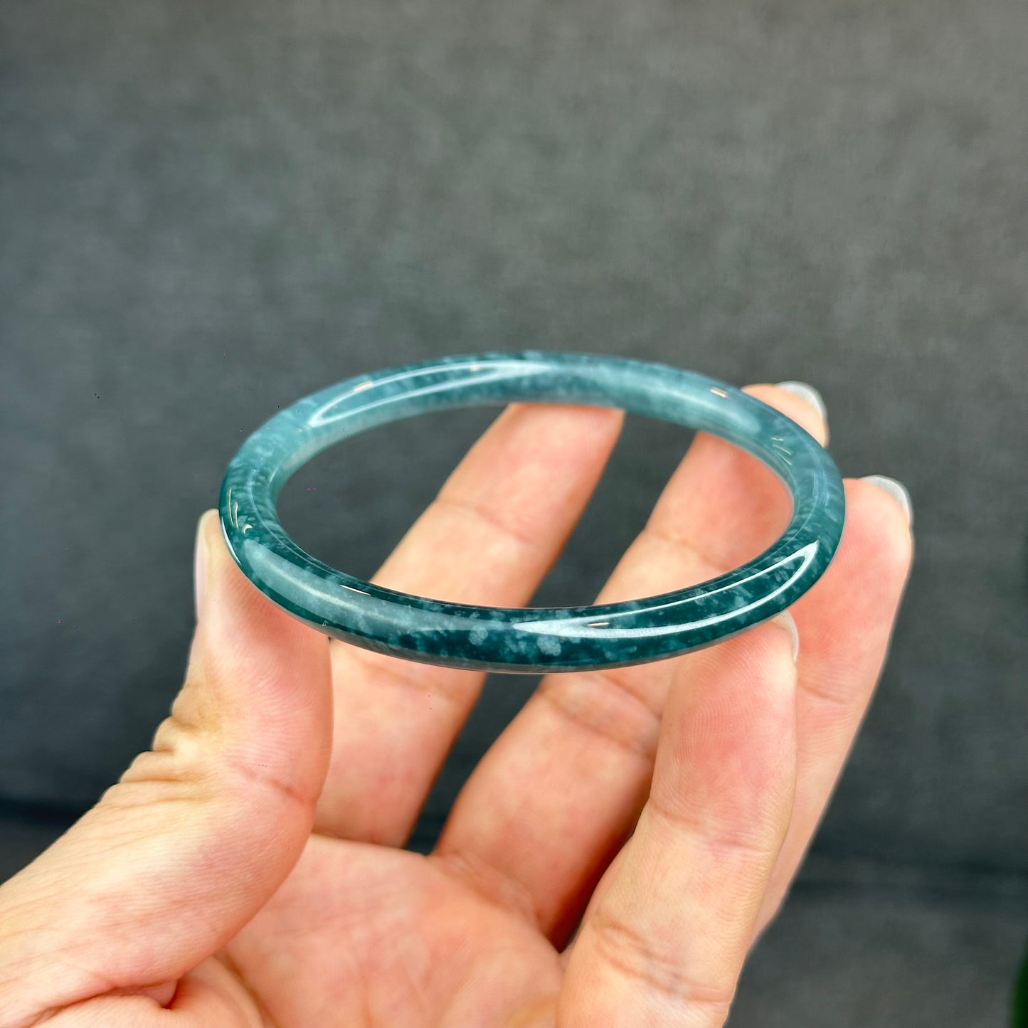Natural Green Jadeite Jade Type A Bangle Chopstick Style Size 56.3 mm
