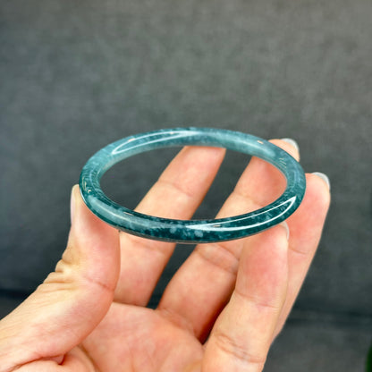 Natural Green Jadeite Jade Type A Bangle Chopstick Style Size 56.3 mm