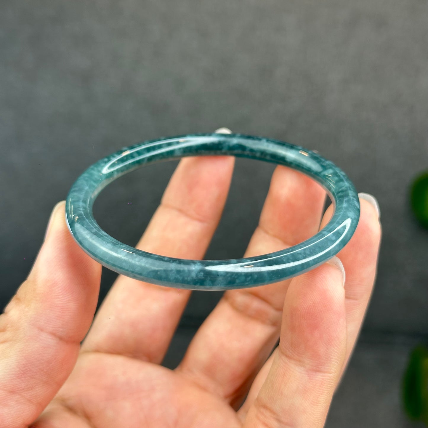Natural Green Jadeite Jade Type A Bangle Chopstick Style Size 56.3 mm