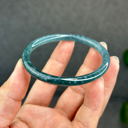 Natural Green Jadeite Jade Type A Bangle Chopstick Style Size 56.3 mm