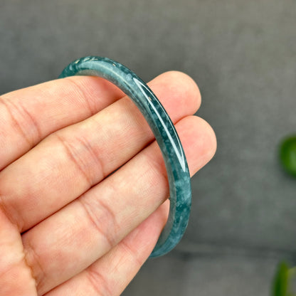 Natural Green Jadeite Jade Type A Bangle Chopstick Style Size 56.3 mm