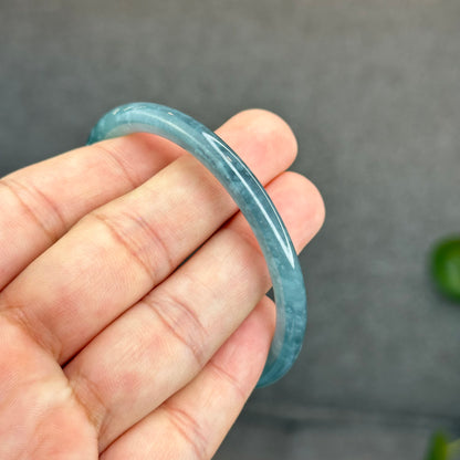 Natural Green Jadeite Jade Type A Bangle Chopstick Style Size 56.3 mm