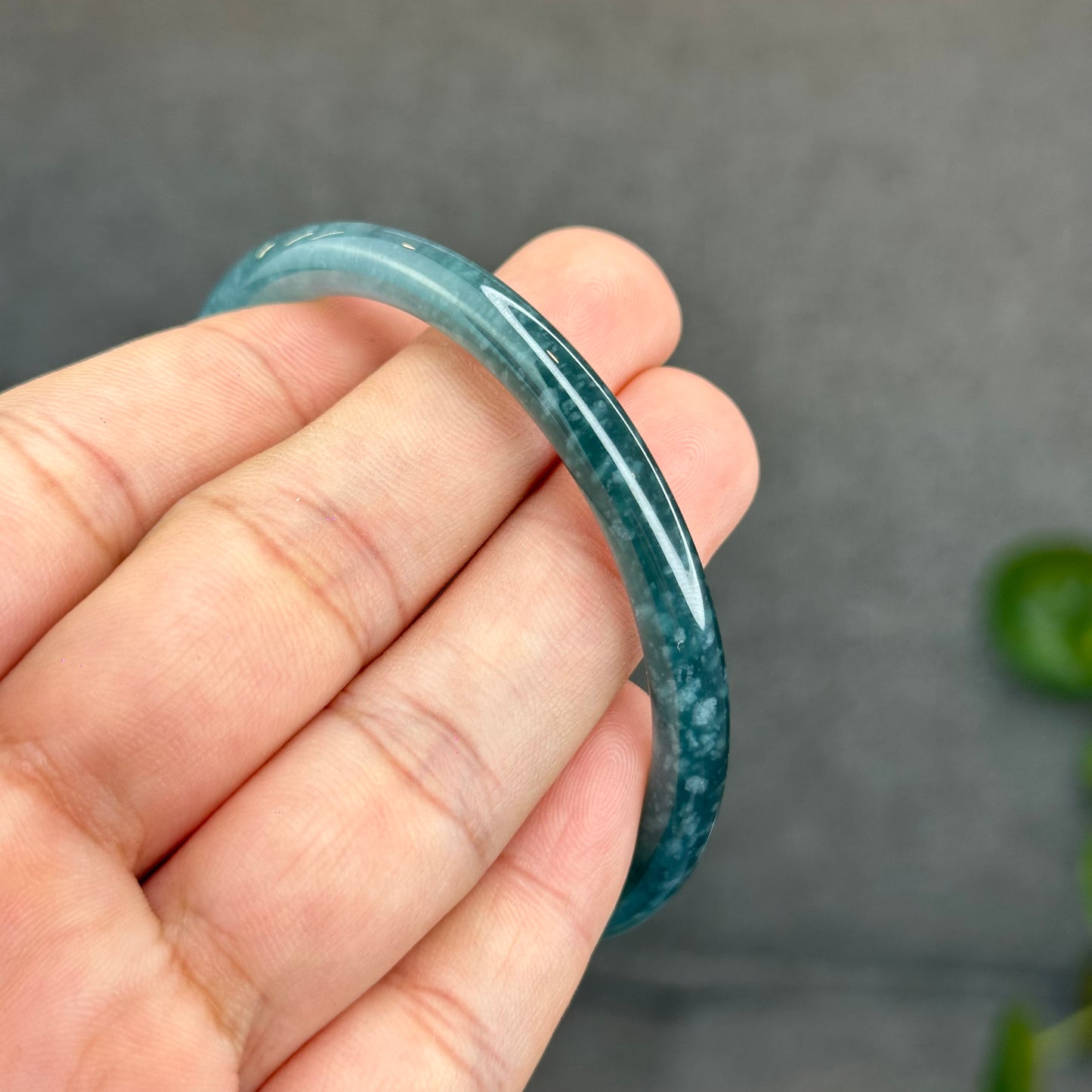 Natural Green Jadeite Jade Type A Bangle Chopstick Style Size 56.3 mm