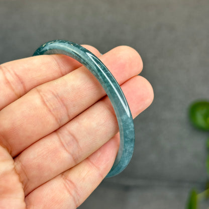 Natural Green Jadeite Jade Type A Bangle Chopstick Style Size 56.3 mm