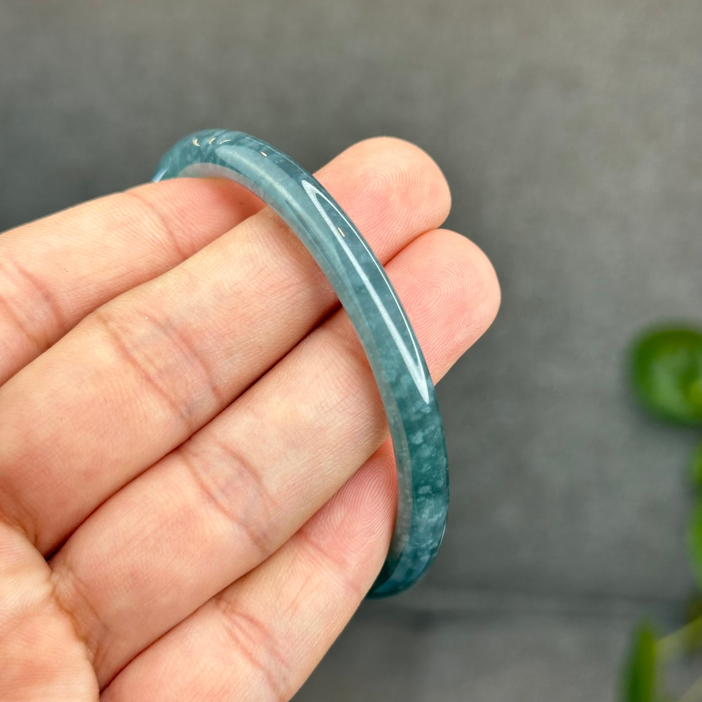 Natural Green Jadeite Jade Type A Bangle Chopstick Style Size 56.3 mm