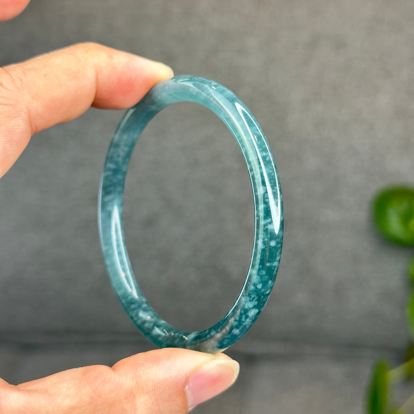 Natural Green Jadeite Jade Type A Bangle Chopstick Style Size 56.3 mm