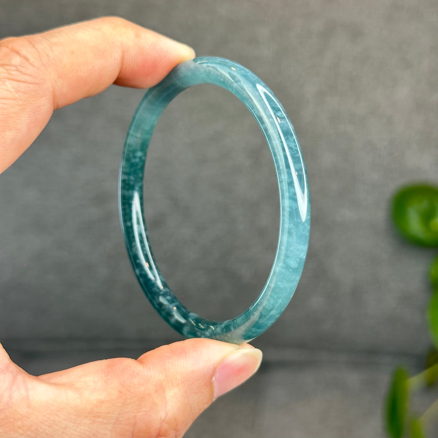 Natural Green Jadeite Jade Type A Bangle Chopstick Style Size 56.3 mm