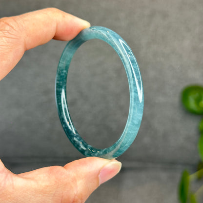 Natural Green Jadeite Jade Type A Bangle Chopstick Style Size 56.3 mm