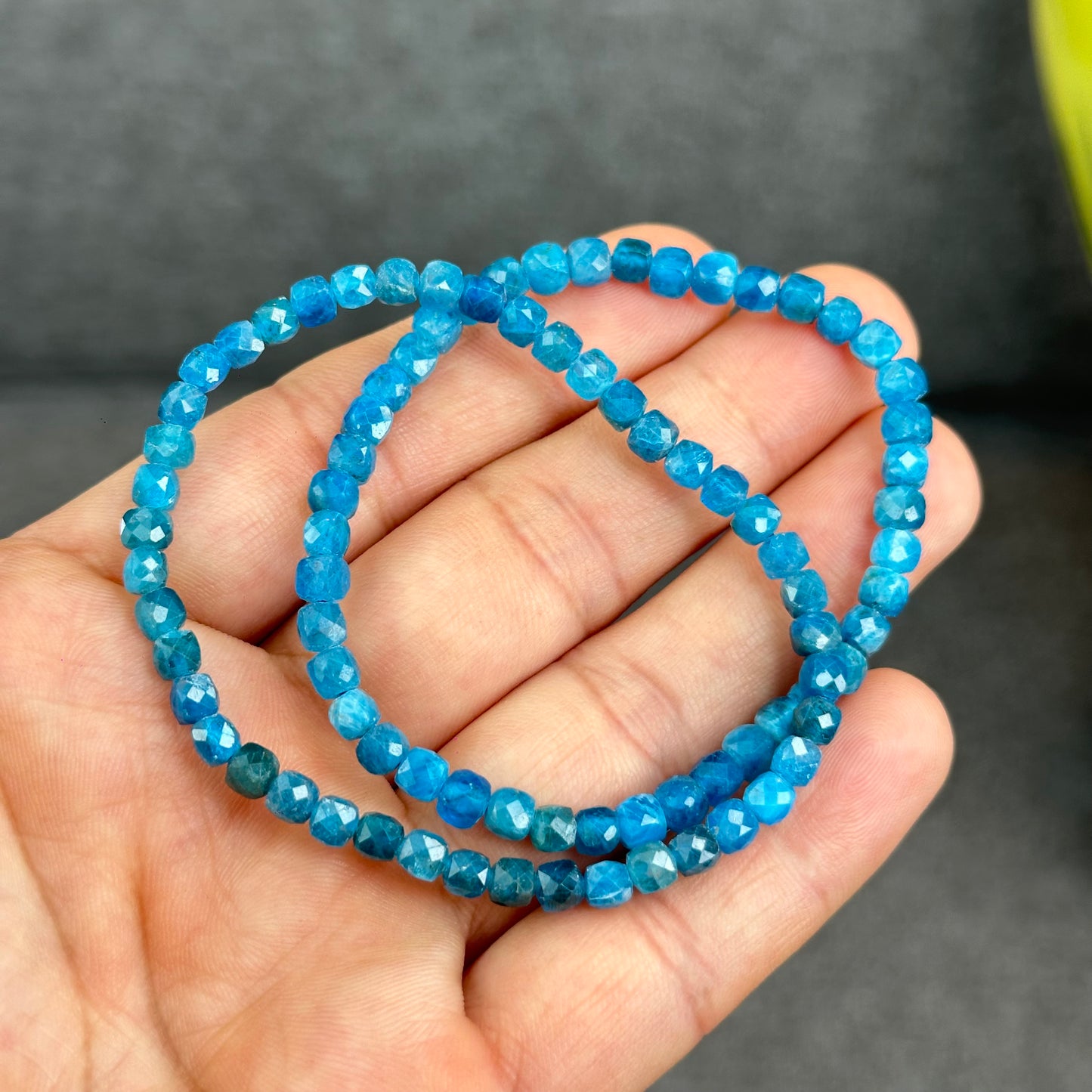 Natural Faceted Apatite Bracelet Size 4.3 mm