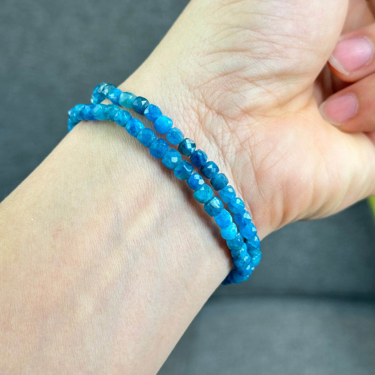 Natural Faceted Apatite Bracelet Size 4.3 mm