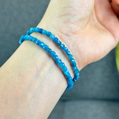 Natural Faceted Apatite Bracelet Size 4.3 mm