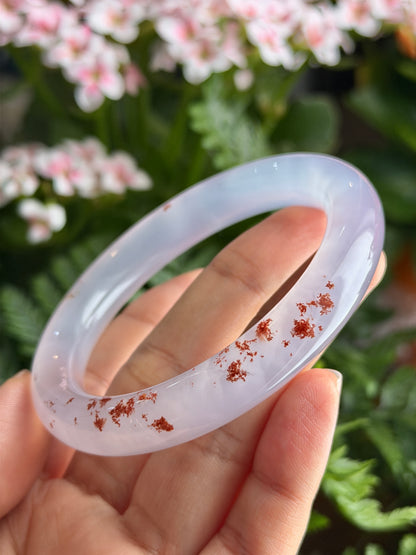 Natural Cinnibar Agate Bangle Chopstick Style Size 58 mm