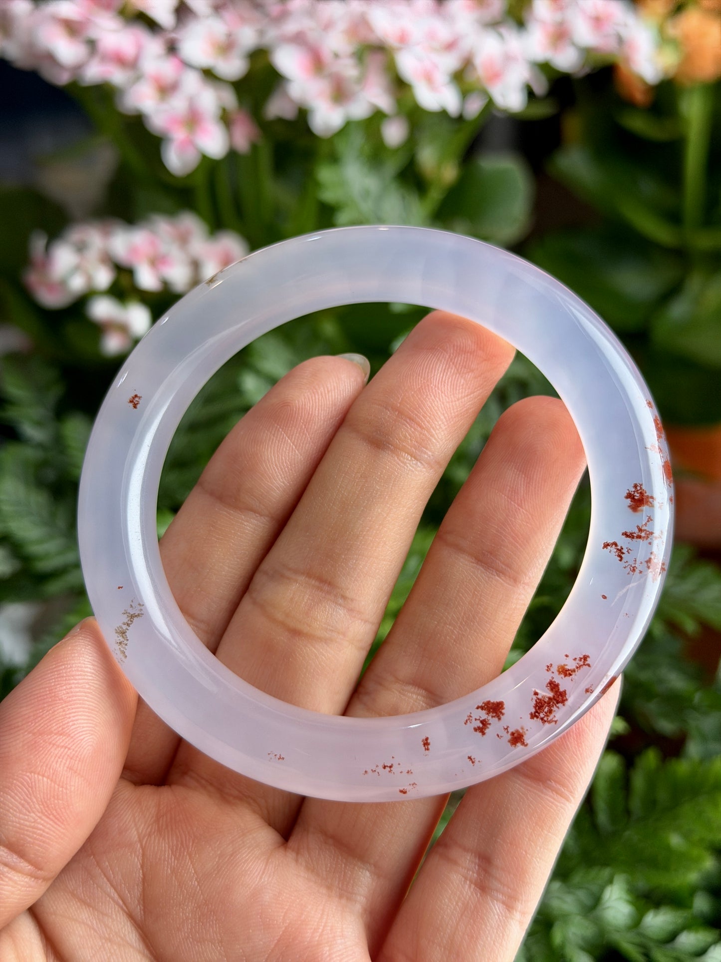 Natural Cinnibar Agate Bangle Chopstick Style Size 58 mm