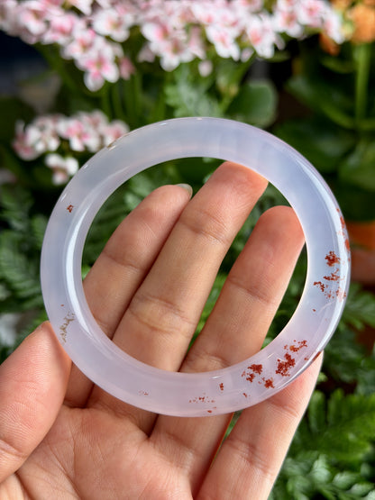Natural Cinnibar Agate Bangle Chopstick Style Size 58 mm