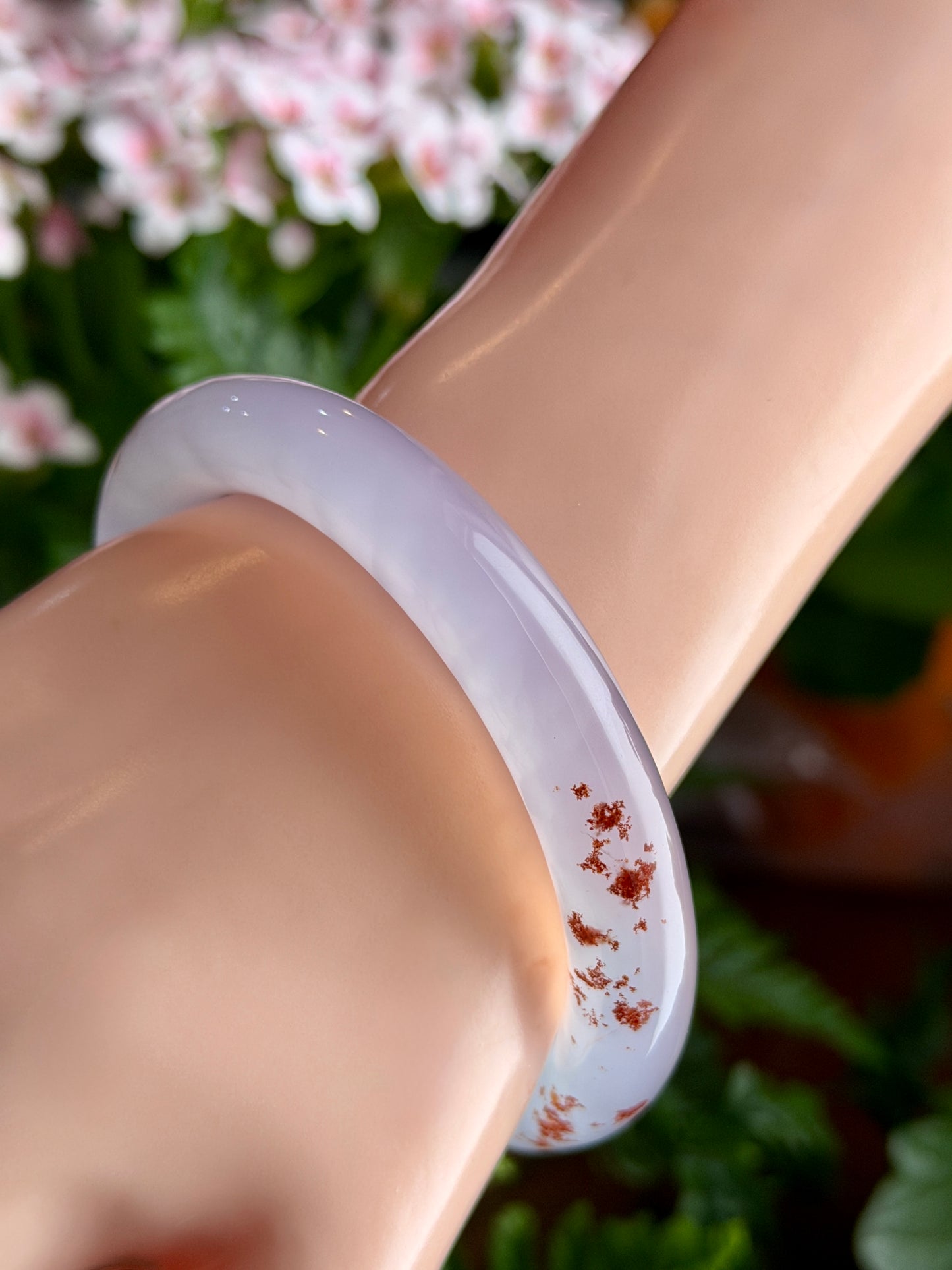Natural Cinnibar Agate Bangle Chopstick Style Size 58 mm