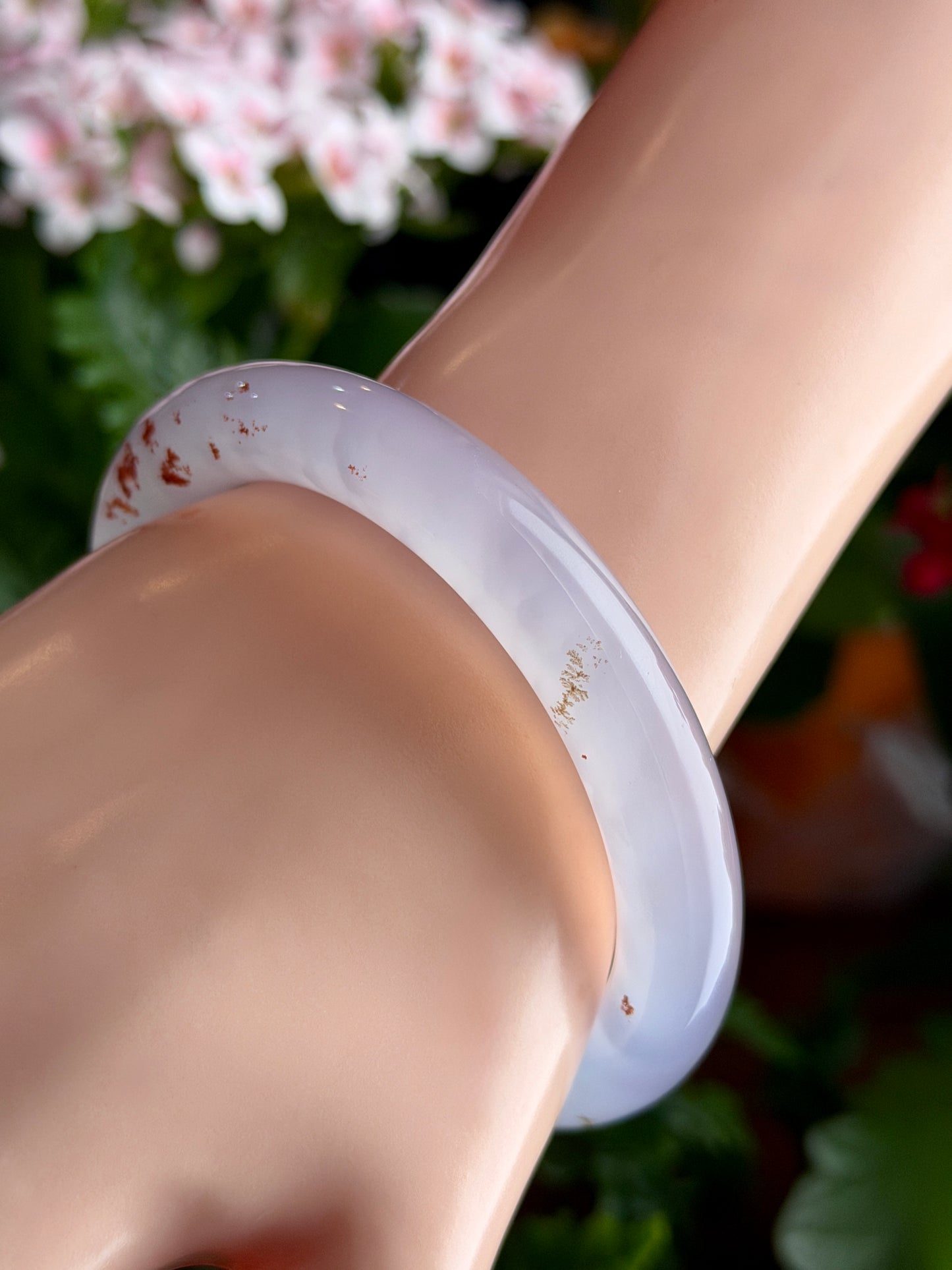 Natural Cinnibar Agate Bangle Chopstick Style Size 58 mm