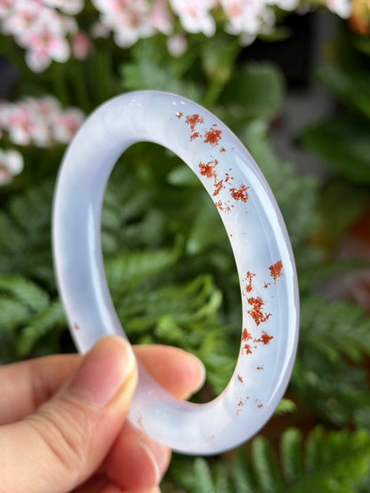 Natural Cinnibar Agate Bangle Chopstick Style Size 58 mm
