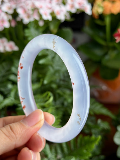 Natural Cinnibar Agate Bangle Chopstick Style Size 58 mm