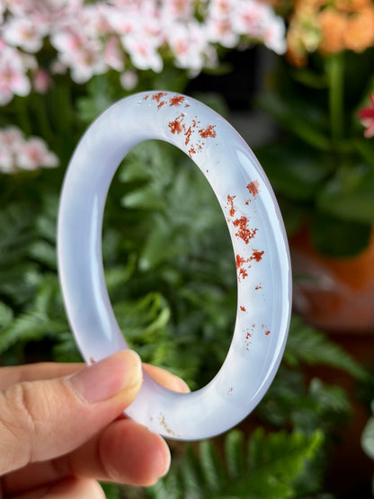 Natural Cinnibar Agate Bangle Chopstick Style Size 58 mm