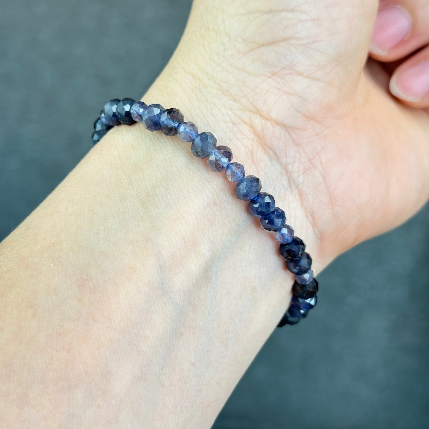 Natural Iolite Mixed Bracelet Size 6mm and 4 mm