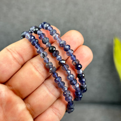 Natural Iolite Mixed Bracelet Size 6mm and 4 mm