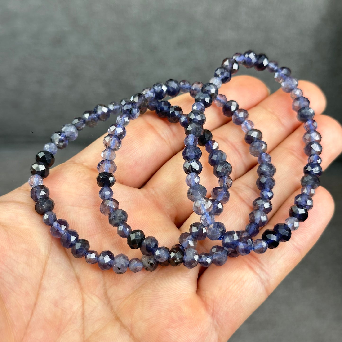 Natural Iolite Mixed Bracelet Size 6mm and 4 mm