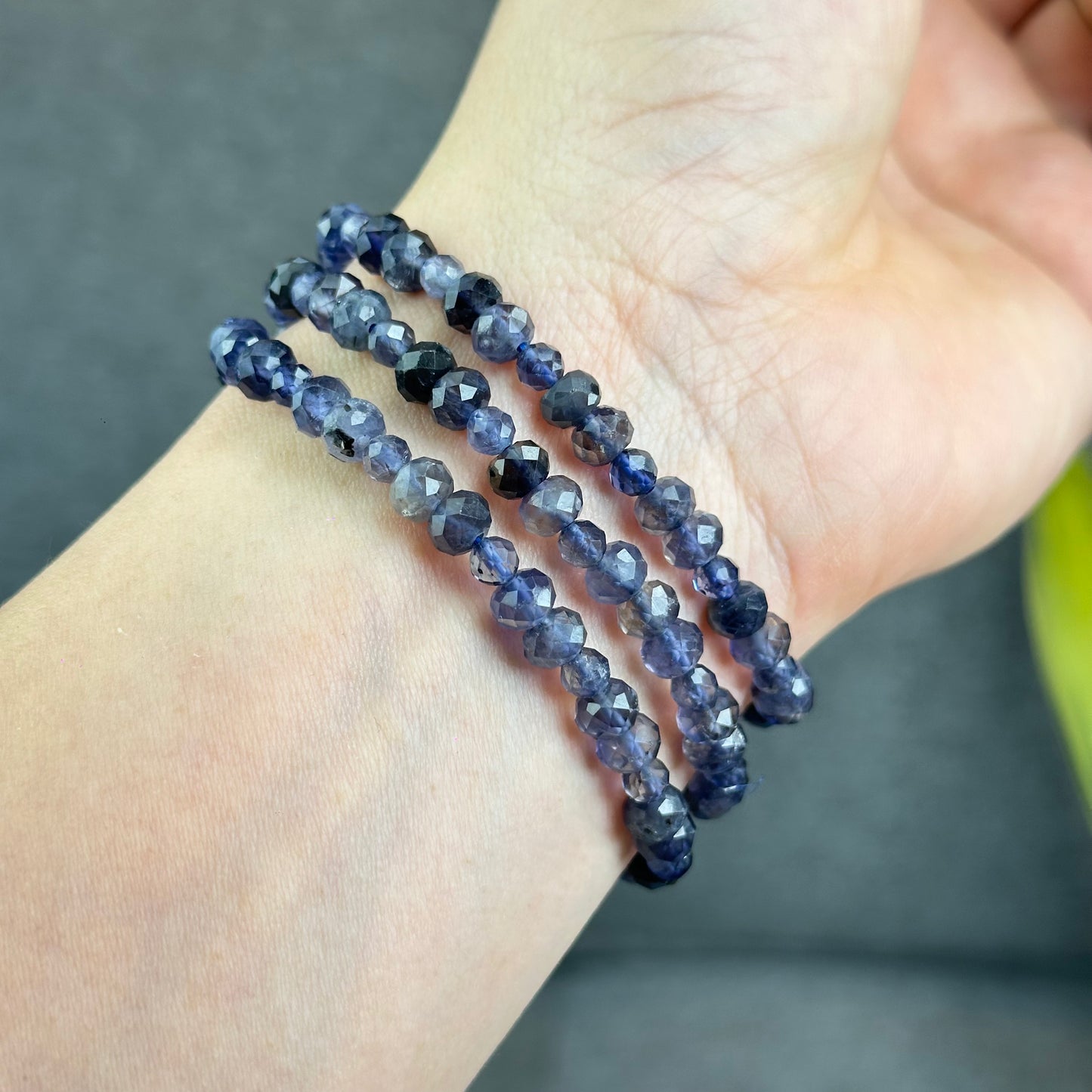 Natural Iolite Mixed Bracelet Size 6mm and 4 mm