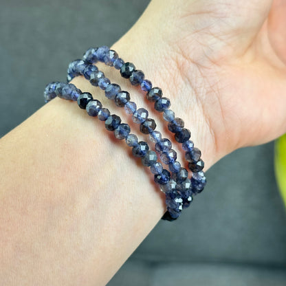 Natural Iolite Mixed Bracelet Size 6mm and 4 mm