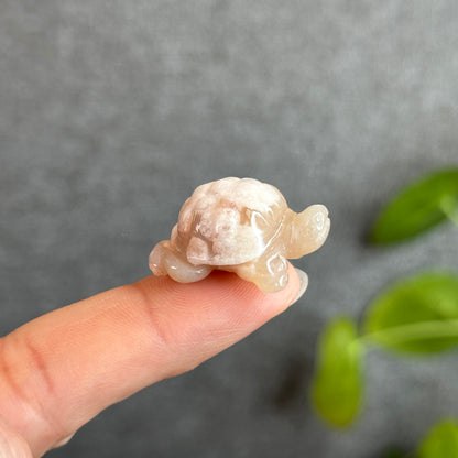 Floral Agate Turtle Carving