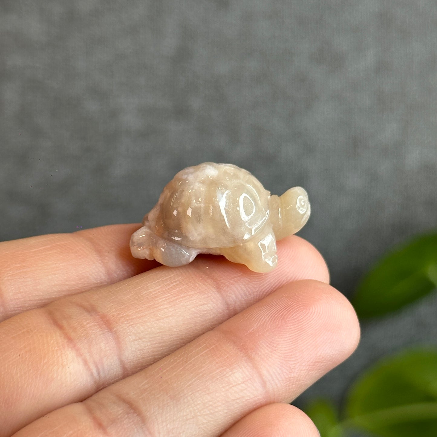 Floral Agate Turtle Carving