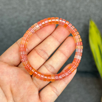 Natural Nan Hong Agate Soft Bangle Bracelet Size 7 mm