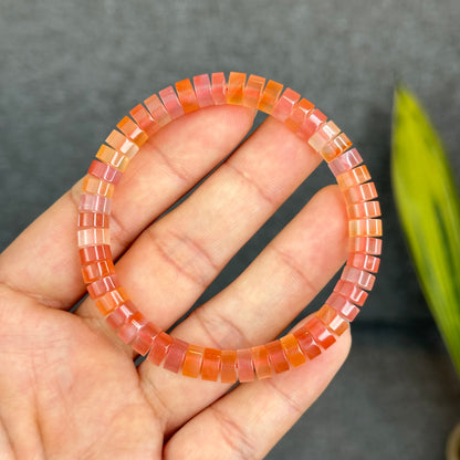 Natural Nan Hong Agate Soft Bangle Bracelet Size 7 mm