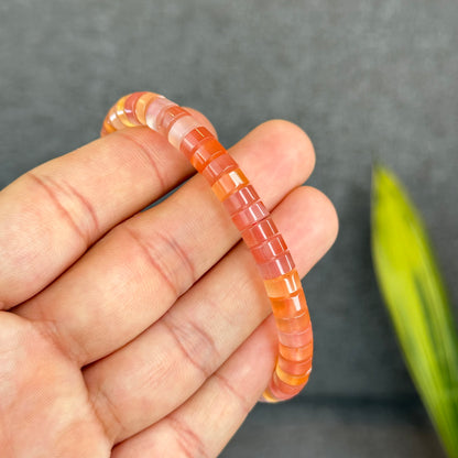 Natural Nan Hong Agate Soft Bangle Bracelet Size 7 mm