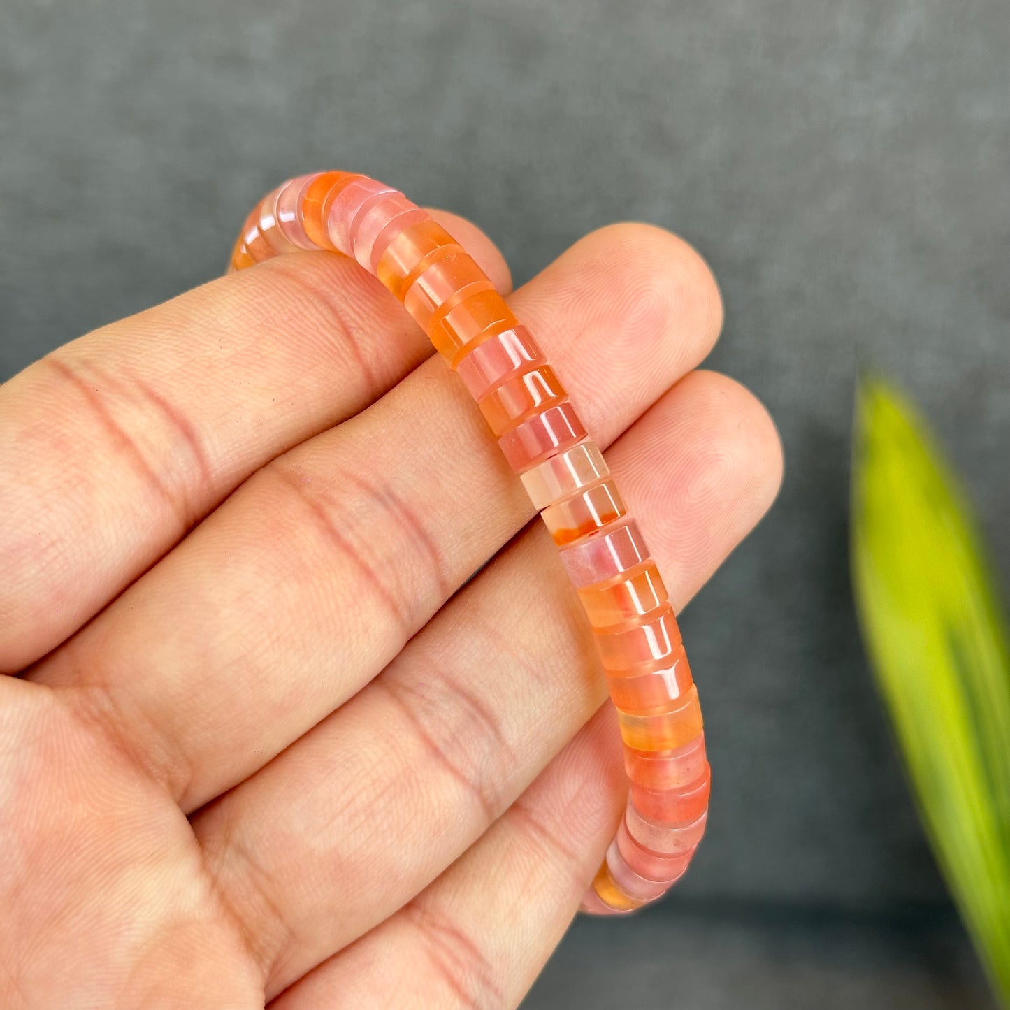 Natural Nan Hong Agate Soft Bangle Bracelet Size 7 mm