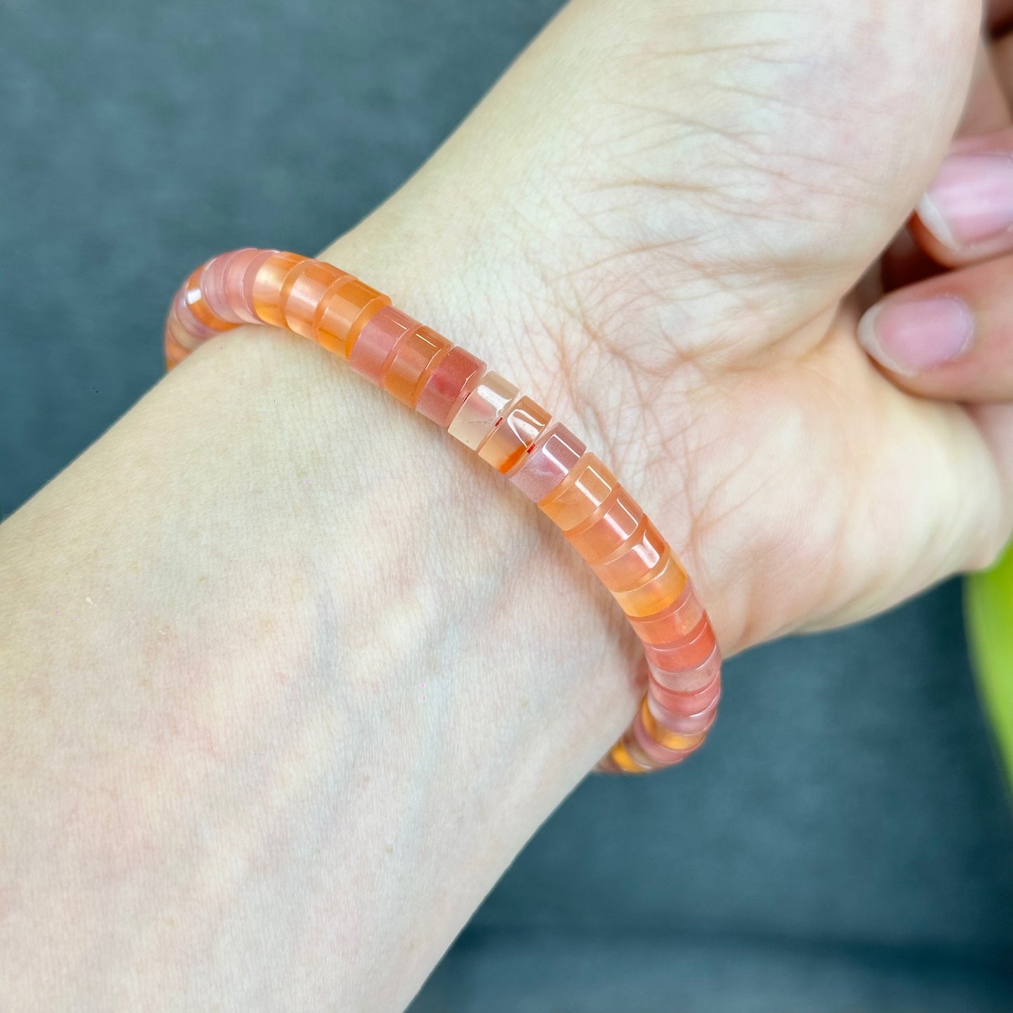 Natural Nan Hong Agate Soft Bangle Bracelet Size 7 mm