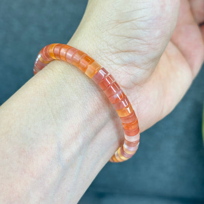 Natural Nan Hong Agate Soft Bangle Bracelet Size 7 mm
