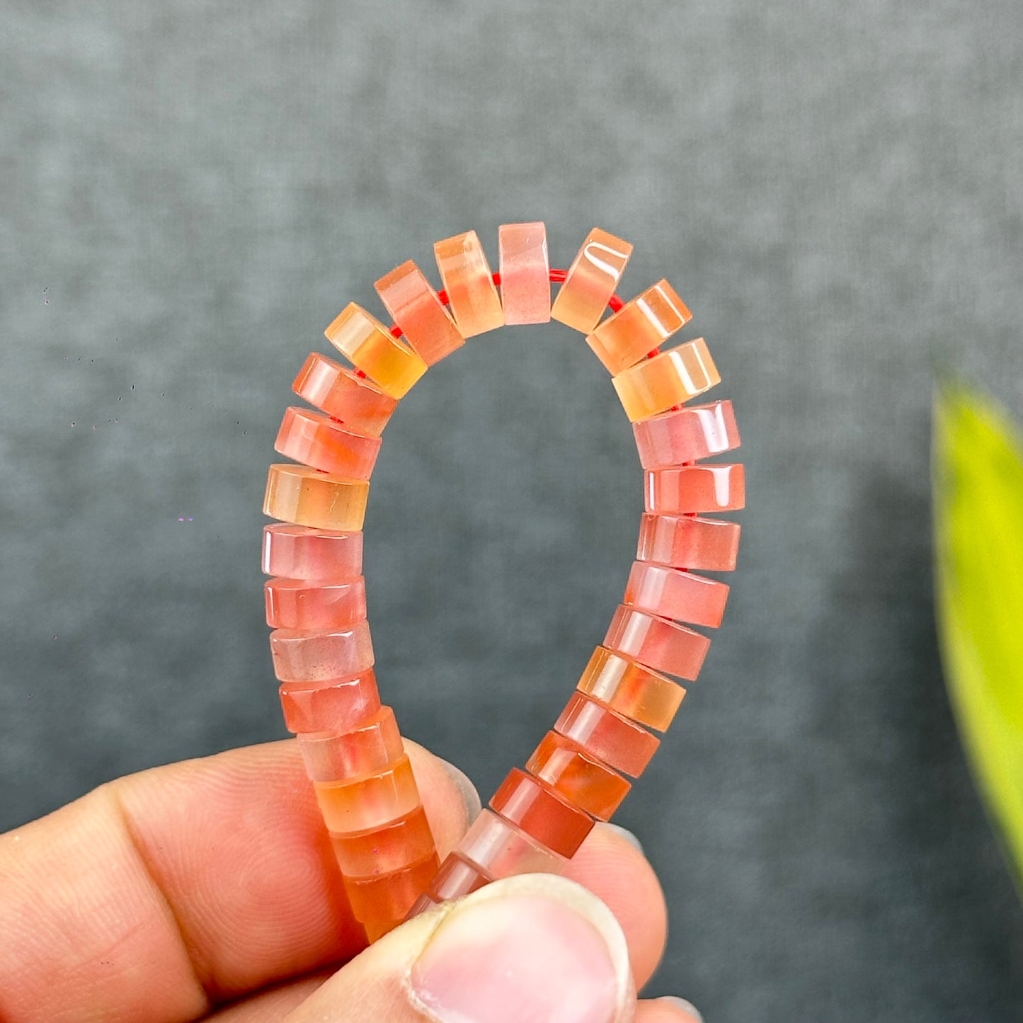 Natural Nan Hong Agate Soft Bangle Bracelet Size 7 mm