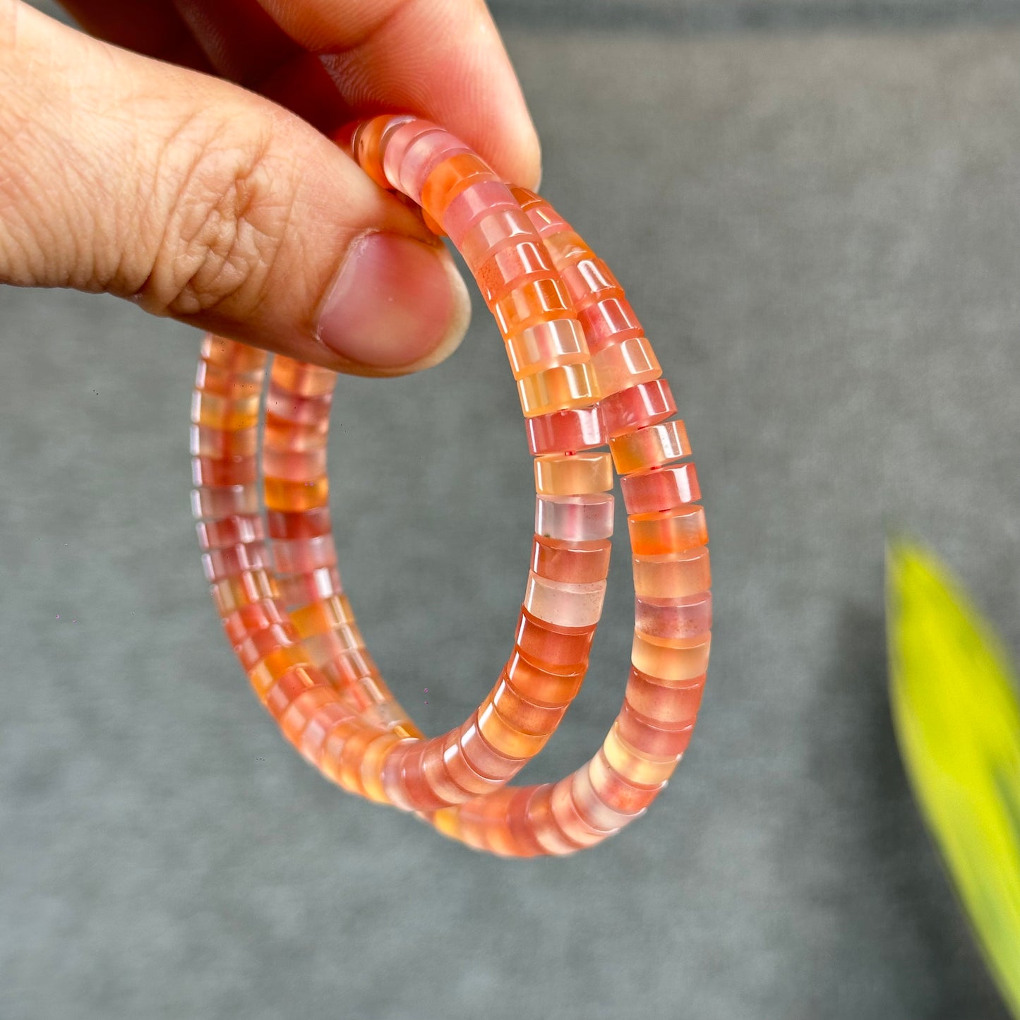 Natural Nan Hong Agate Soft Bangle Bracelet Size 7 mm