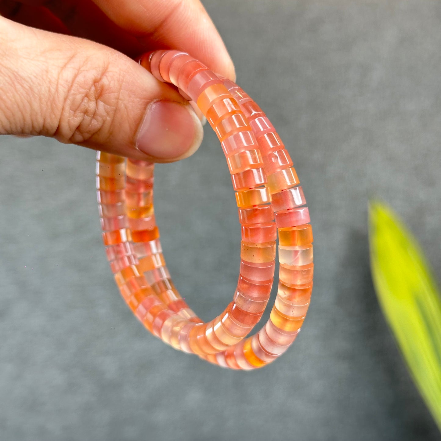 Natural Nan Hong Agate Soft Bangle Bracelet Size 7 mm