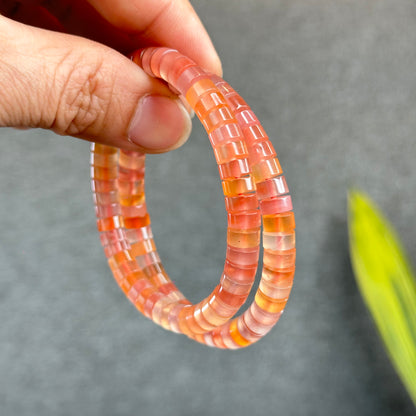 Natural Nan Hong Agate Soft Bangle Bracelet Size 7 mm