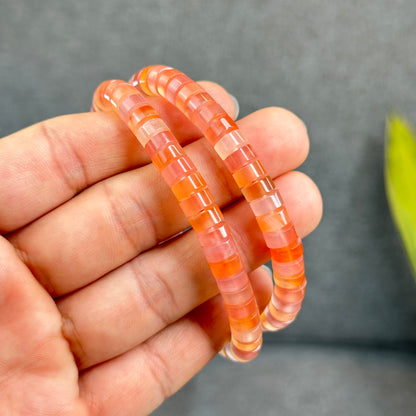 Natural Nan Hong Agate Soft Bangle Bracelet Size 7 mm