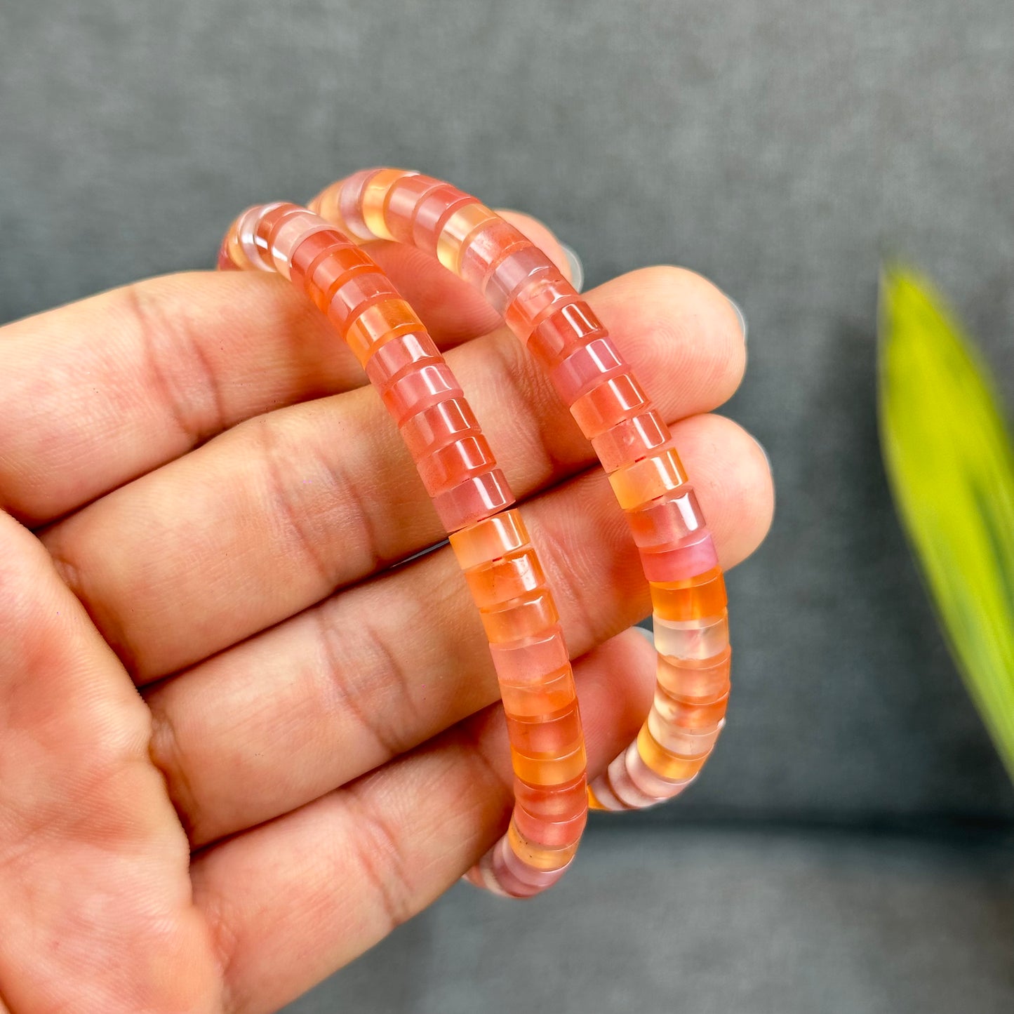 Natural Nan Hong Agate Soft Bangle Bracelet Size 7 mm