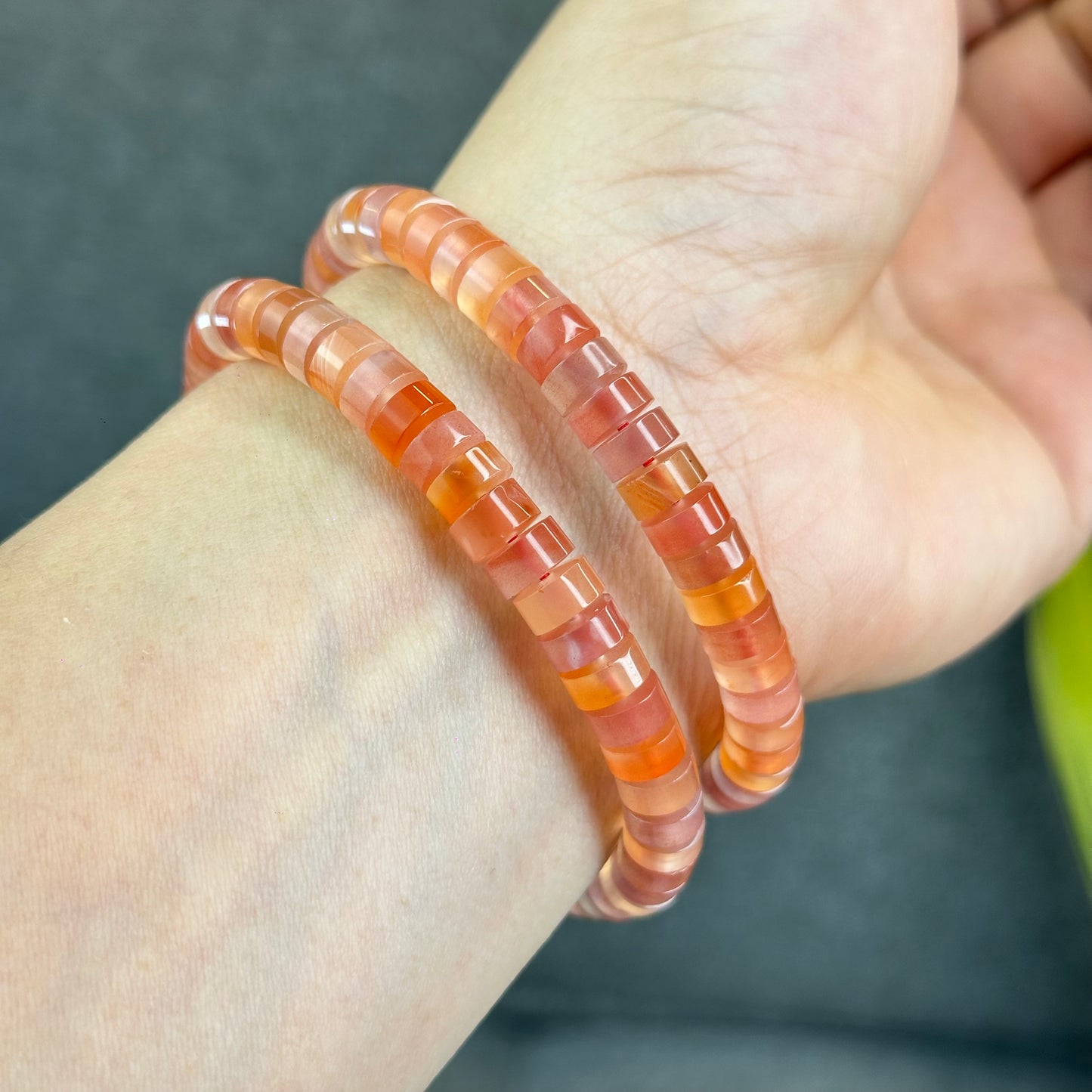 Natural Nan Hong Agate Soft Bangle Bracelet Size 7 mm