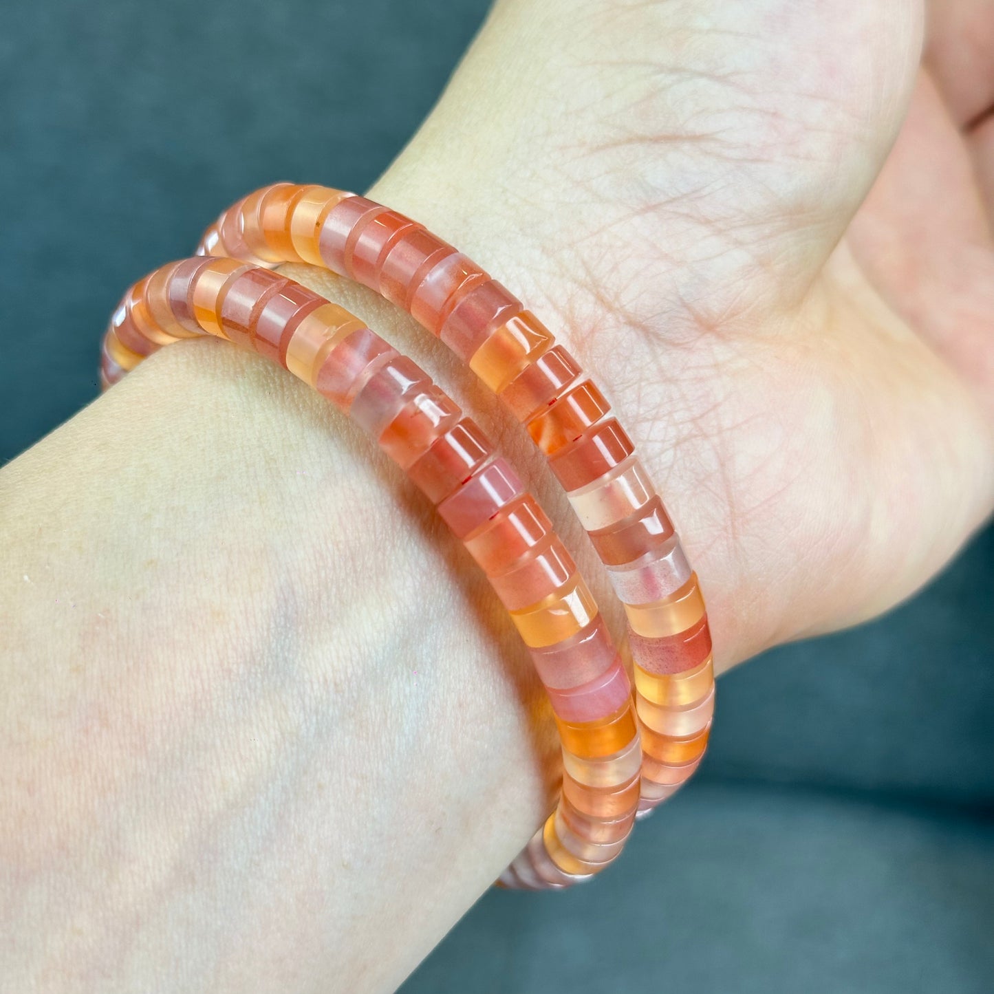Natural Nan Hong Agate Soft Bangle Bracelet Size 7 mm