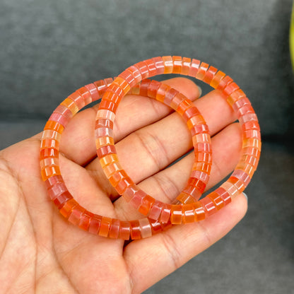 Natural Nan Hong Agate Soft Bangle Bracelet Size 7 mm